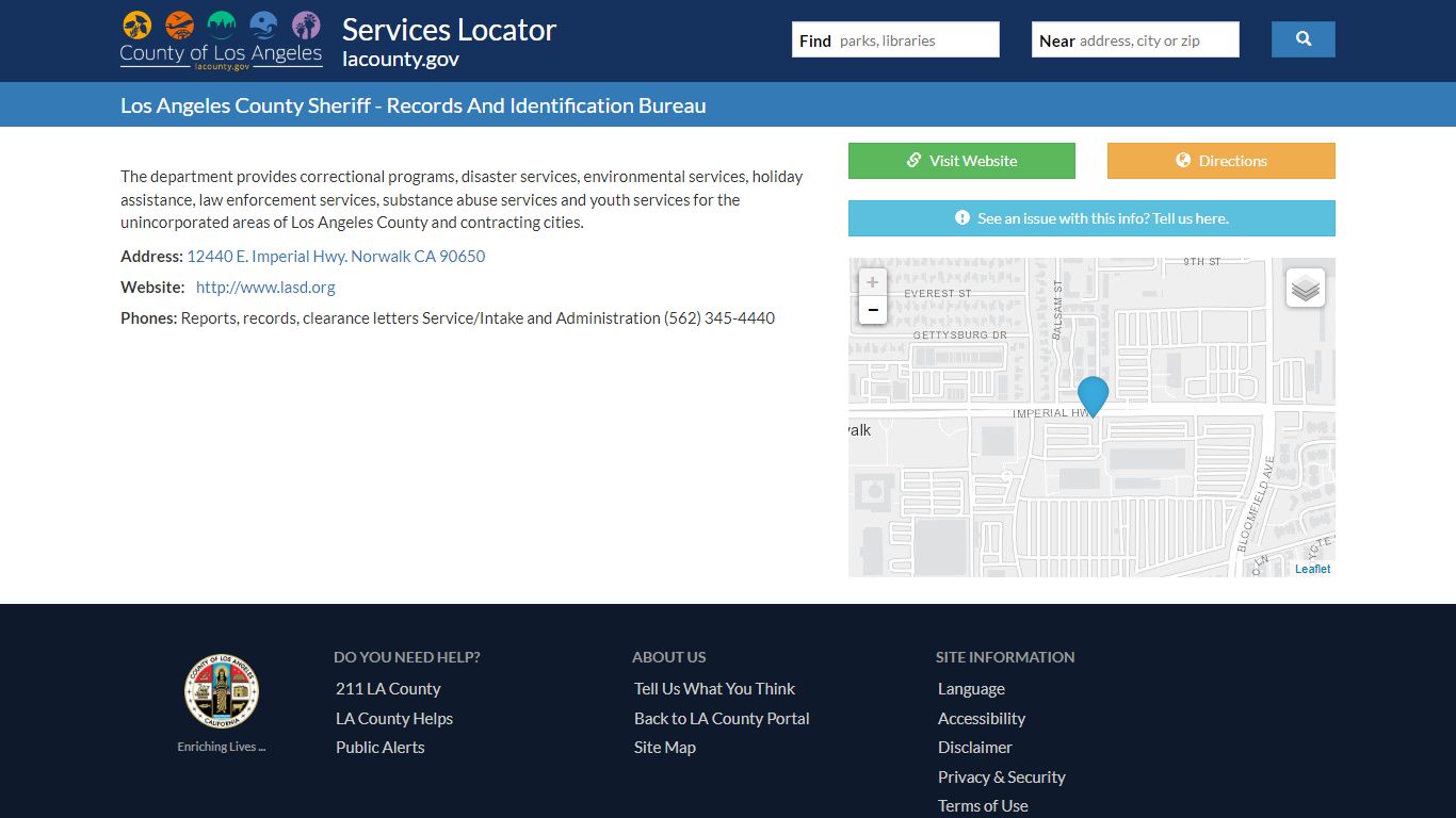 Los Angeles County Sheriff - Records And Identification Bureau